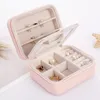 Small Portable Travel Leather Jewelry Storage Bag with Mirror Jewelry Organizer Gift Box for Rings Earring Necklace and Bracelet