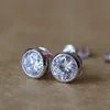 925 STERLING Silver Bling Earring Set White Color Mignon Round Stud Orees Orets For Women Fashion Jewelry Birthday Gift Fine 3812220