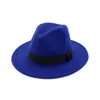 Wide Brim Panama Jazz Filt Hat Cap Woolen Män Kvinnor Klänning bred Brim Fedora Hat Unisex Church Hat Fascinator Trilby
