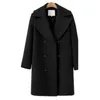 LANMOX 2017 Höst Vinter Cashmere Trench Coat Mode Kvinnor Ullrock Lös kvinnlig Ytterkläder Overcoat Brand European Jacket