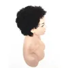 Short pixie cut Curl Human Hair Wigs 130 Density Natural Color Brazilian Remy Medium Cap afro kinky curly Machine made None lace w8681287