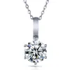 Transgems Médaillon en or blanc 18 carats 3.0 Lab Grown Moissanite Diamond Solitaire Slide Pendant Solid for Women