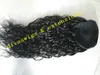 黒織り編組ポニーテールブラジルの髪の部分140gの長い深い巻き毛ポニーテール人間の髪のクリップ