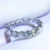 VECALON Eternity Promise Ring 925 Sterling Silver 4mm Diamond CZ Wedding Cand Anelli per Women Dichiarazione Finger Party Gioielli Gift6046797