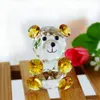 Glass Crystal Animal Teddy Bear Figurine Mini ature Christmas Celebrity Minifigures Kids Office Ornaments Toy Gift