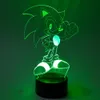 Sonic 3D Nightlight Visual Ilusão Visual LED RGB Mudando Sonic The Hedgehog Action Figure a luz novidade para o Natal