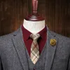 Herren Zwei-Knopf-Anzug aus Woll-Tweed, Jacke, Weste, Hose, 3-teilig, dunkelgrau, maßgeschneidert, formelle Anzüge, Hochzeit, Smoking, Geschäftsleute