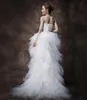 Newest Sweetheart Feathers Goose Beads Crystal Prom Party Dresses Tulle Hi-Low Style Cocktail Homecoming Evening Gowns