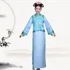 Nowy Niebieski i Różowy Dynastia Qing Dynastia Sukienka Chiński Ancient Manchu Suknia Elegancka Kobieta Odzież Etniczna