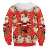 Natal Camisola Patton Santa Claus Impressão Bonito Pullover Sweater Jumper Outwear Padrões de Boneco de Neve de Rena