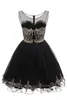 Cheap Short Homecoming Dresses Tulle with Gold Lace Applique Cocktail Party Dresses Crystal Beaded Sweet 15 16 Birthday Prom Dress8759779