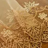 Simple Europe  Water Soluble Screen Embroidery Sheer Voile Window Drapes Cortina for Living Room Door Gold Lace Curtains 5