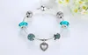 Bring luck bracelet Silver Color Heart Pendant Bracelets with European Beads Girl Bracelet Jewelry