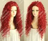 Mode Sexy Dames Lange Zwarte Blonde Rood Bruin Cosplay Party Curly Pruiken