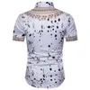 Africano impresso branco camisa negra homens novo magro fit manga curta casual homens vestido camisas m-3xl