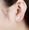 Nouveau Punk feuille acier inoxydable boucles d'oreilles branche d'olivier unisexe boucle d'oreille doré argent noir bijoux de mode