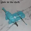 smoking Glow in dark Silicone Nectar Set with 10mm GR2 titanium nail Mini Glass Pipe Oil Rig Concentrate silicon dab pad