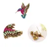 Nowe Mężczyźni Kobiet Vintage Brąz Kolorowe Rhinestone Stop Broszka Broszka Moda Woodpecker Pin Suit Coat Scarf Ornament Popularna Biżuteria