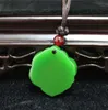 Certificado Natural Verde Jade Rosa De Couro / contas Colar Pingente Corda Sorte Amuleto Jóias Gemstone Presente com Caixa