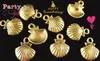 300pcs Antiqued gold plt lined shell charms 11X14MM A412G