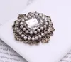 Antique Gold Tone Vintage Style Crystal and Pearl Brooch without Pin