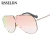 RSSELDN New 2018 One Piece Sunglasses Men High Quality Oversized Sunglasses For Women Sunglass Metal UV400 Mirror