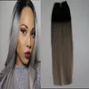 100 г 2.5 г / ПК T1b / серый Лента в человеческих волос расширение ombre бесшовные прямой кожи уток ленты наращивание волос 40 шт. / упак.