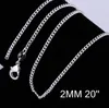 2mm 925 Sterling Silver Curb Chain Halsband Mode Kvinnor Hummer Clasps Kedjor Smycken 16 18 20 22 24 26 inches GA262