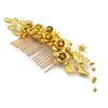 Accessori per capelli Pettine per capelli da sposa con strass Foglie dorate Fiori Gioielli per capelli da sposa Copricapo da sposa per donna BW-HP840