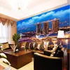 Custom any size 3D wall mural wallpapers Modern fashion City night scene 3D Perspective Wall Sticker