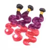 # 1B / Violet / Rose Ombre Brésilien Vague de Corps Vierge de Cheveux Humains 3Bordures avec Frontale Trois Tons Ombre 13x4 Dentelle Frontale de Fermeture avec Tissage