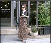 Tingyili Sommer Frauen Lange Leoparden-Druck Rock Elastische Hohe Taille Chiffon Plissee Slim Fit Casual Maxi Rock