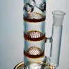 3 warstwy Grzebień Bongs Szkło Prosta Rura Bong Dab Rig Bursztynowe Rury Wodne Kolorowe Rury Palenia Nagle Platform Oil Z 14 mm WP525