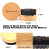 Round Black & Brown Beech High Quality Duplex Black Bristle Beard Brush Bluezoo Men's Beard Care tool