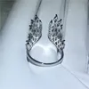 Asas de anjo anel de prata esterlina 9A 5A Sona Cz Noivado anéis da faixa de casamento para as mulheres Nupcial Jóias dedo