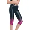 Jigerjoger 2018 Pembe Siyah Konik Renk Aracı Yüksek Bel Fitness Spor SPANDEX CAPRIS Kadın Şort Yoga Tayt Jeggings