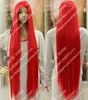 Cosplay Wig 100cm Red 39'Center Part Bang Long Straid Hair Costume Party Wigの詳細