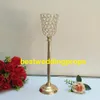 Złote ślubne szklane szklane koralik 30 cm Wysoki Szklany stojak na kwiaty do wystroju stołu ślubnego 02813537332