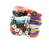 Handmade Soft Snap Button Bracelet Woven Braided PU Leather 18mm Snap Bracelet WOMEN Punk Jewelry Lots colors