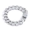 Men's 16MM Width 8inch Length Bling Bling Iced Out Miami Cuba Bracelet Silver Tone Alloy Metal Crystal Cuba Link Bracelets Hip hop