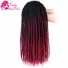 24 "Senegalese Twist Crochet Hair Ombre (5Packs) Senegal Twist Crochet Trecce Small Pre Twisted Loop Trecce Capelli sintetici (Nero / Vino rosso)