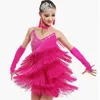 Nuovi Bambini Nappa Latin Ballroom Dance Dress Bambini Ragazze Dancewear Frange Gonne Latin Stage Dance Costume Abbigliamento 4 colori