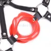 Bondage Harness Leather Silicone Lip Open Mouth Gag Head Strap Restraint Gift Sexy Sissy R97