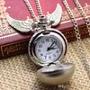 Pocket Watches Bronze Watch Antique Wing Ball Pendant Necklace Chain Fashion Jewelry