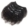 Kinky Krullend Clip in Menselijk Hair Extensions 7 stks Set Nautral Color Clip-in Full Head 7 Stks Remy Hair 4b 4c 3B 3C