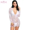 Avidlove сексуальные кружева Babydoll Платье женское белье эротический горячий секс костюм женщины секс белье с длинным рукавом пижамы с стринги бюстгальтер Y18102206