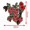 Nieuwe aankomst slang peony patroon geborduurde applique patches decoratie naaien voor DIY rode bloem patches gratis schip