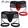 2018 Mens Sexy Gay Underkläder Jockstrap Tröjor Sissy Underkläder Lace G-String Underkläder Spets Thongs Cueca Jockstrap Erotisk Hommens S1015