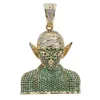 Ciondolo ghiacciato Gioielli Hip Hop Collana da uomo in oro con catena di design Ciondolo cartone animato Micro pavimentato CZ Pietra di diamante Moda di lusso Acc197e