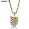 Hip Hop Animal Neckalce Two Color Tone Iced Out Cubic Zircon Bulldog Pendant Necklace Bling Party Jewelry